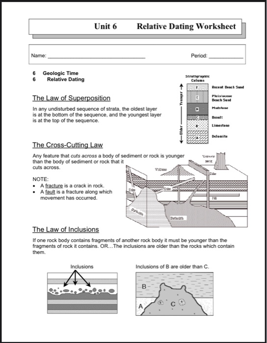 relative age dating worksheet