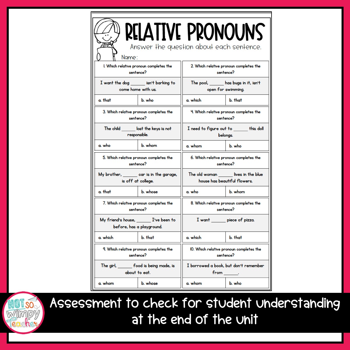 relative pronouns 4th grade worksheet