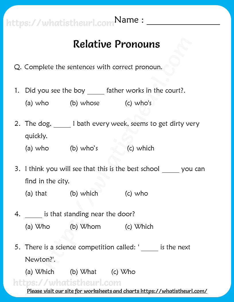 relative pronouns worksheet 4th grade