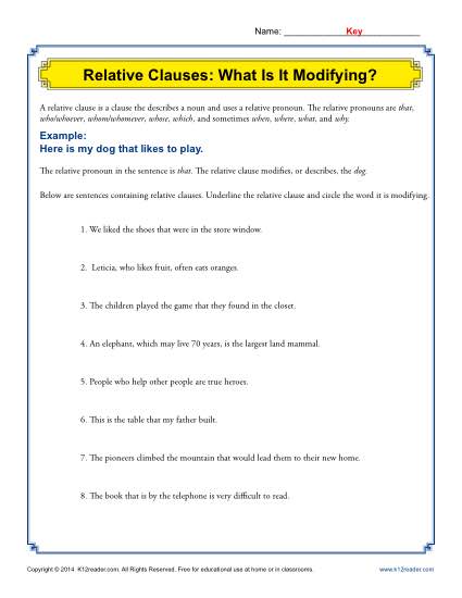 relative pronouns worksheet 4th grade