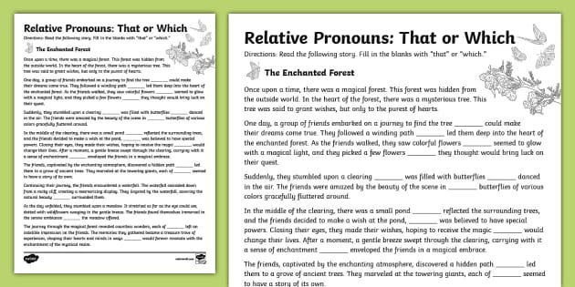 relative pronouns worksheet 4th grade