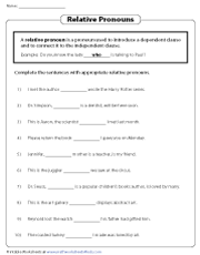 relative pronouns worksheet 4th grade