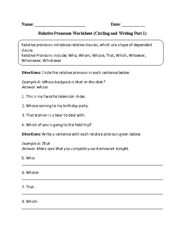 relative pronouns worksheet pdf