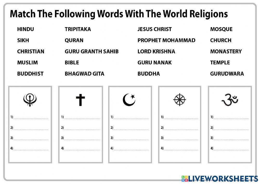 World Religions online exercise for  