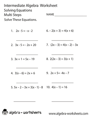 remedial algebra worksheet