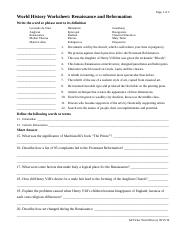 WH Wrk Sht Renaissance-Reformation - Page 1 of 2 World History ...