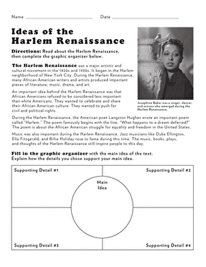 Ideas of The Harlem Renaissance | Worksheet 