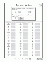 rename fractions and mixed numbers worksheet