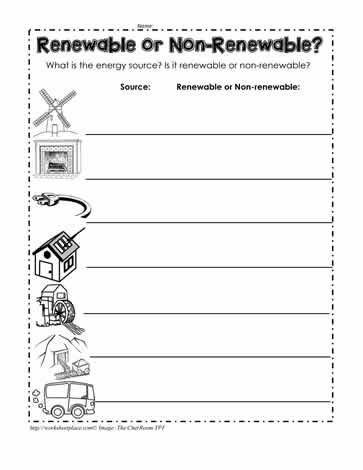 renewable and non renewable energy worksheet