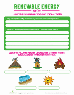 renewable energy worksheet