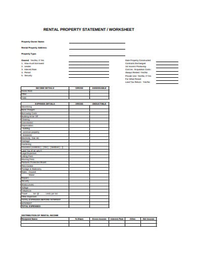 rental expenses worksheet