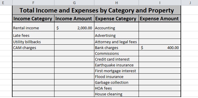rental expenses worksheet