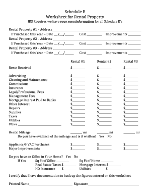 Schedule E Rental Income Worksheet: Complete with ease | airSlate ...