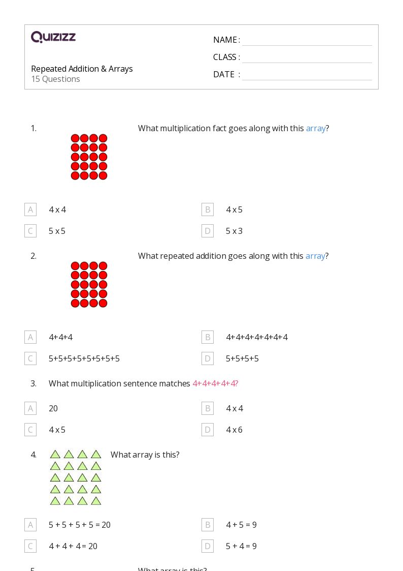 50+ Multiplication with Arrays worksheets on Quizizz | Free ...