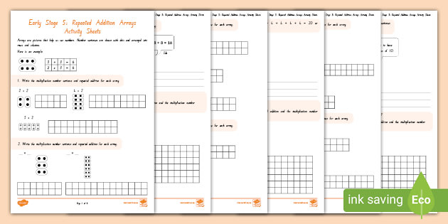 Early Stage 5: Repeated Addition Arrays Worksheets - Twinkl