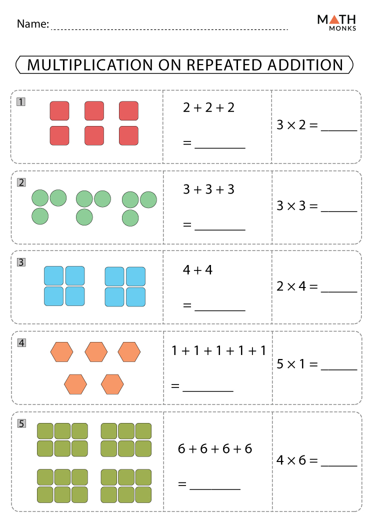 Multiplication Arrays and Repeated Addition Worksheets - Math Monks