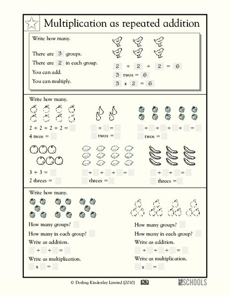 repeated addition worksheet for 3rd graders