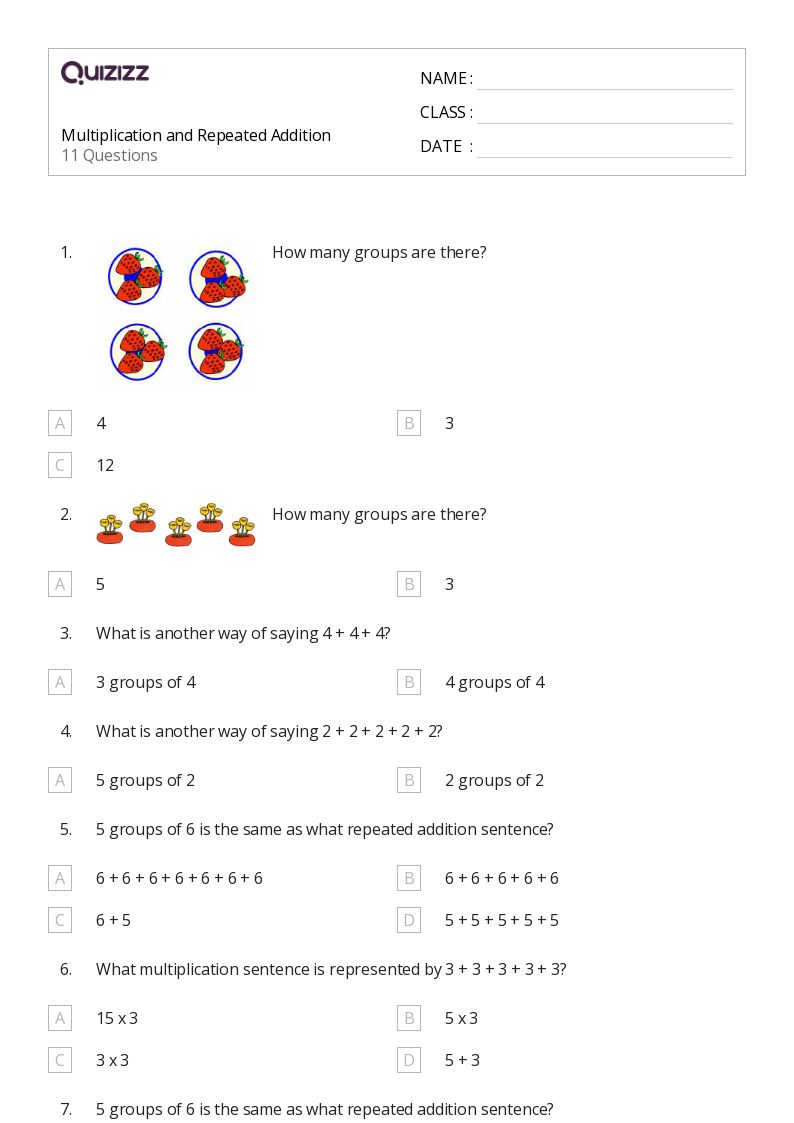 repeated addition worksheet for 3rd graders