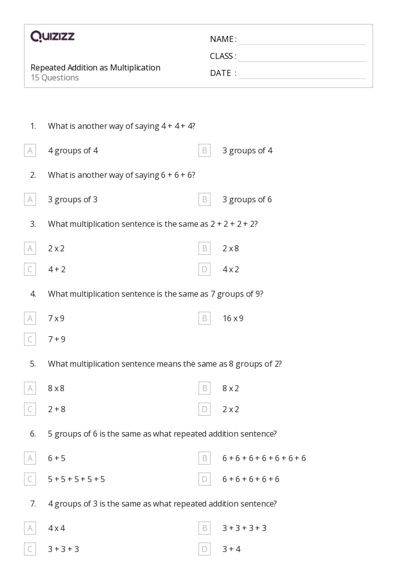 repeated addition worksheet for 3rd graders