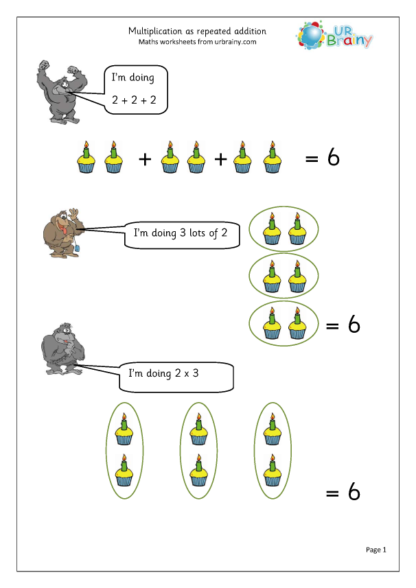 repeated addition worksheet for year