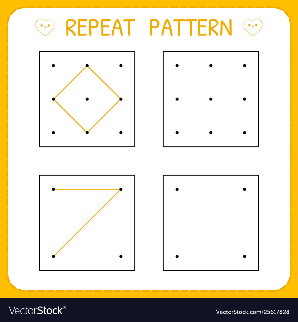 Repeat pattern working page for kids worksheet Vector Image ...