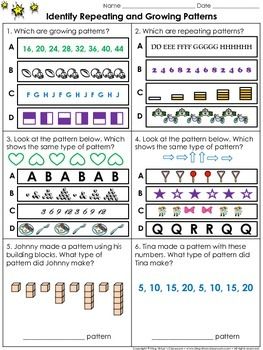 Patterns: Repeating Patterns and Growing Patterns (Identify ...