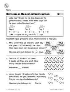 Division as Repeated Subtraction Reteaching Worksheet Worksheet ...