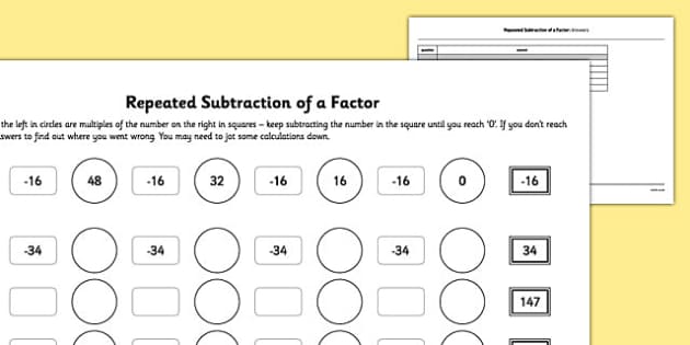 Repeated Subtraction Worksheets (teacher made) - Twinkl