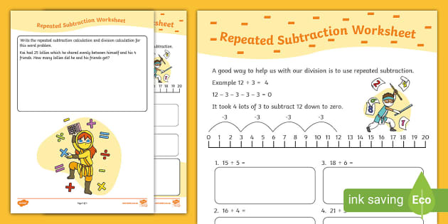 Repeated Subtraction Worksheet (teacher made) - Twinkl