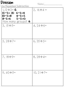 Repeated Subtraction | Repeated subtraction, 3rd grade math, Math ...