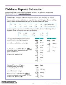 Division as Repeated Subtraction Lesson Plans &  Worksheets