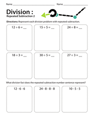 Division: Repeated Subtraction (Part Two) | Worksheet 