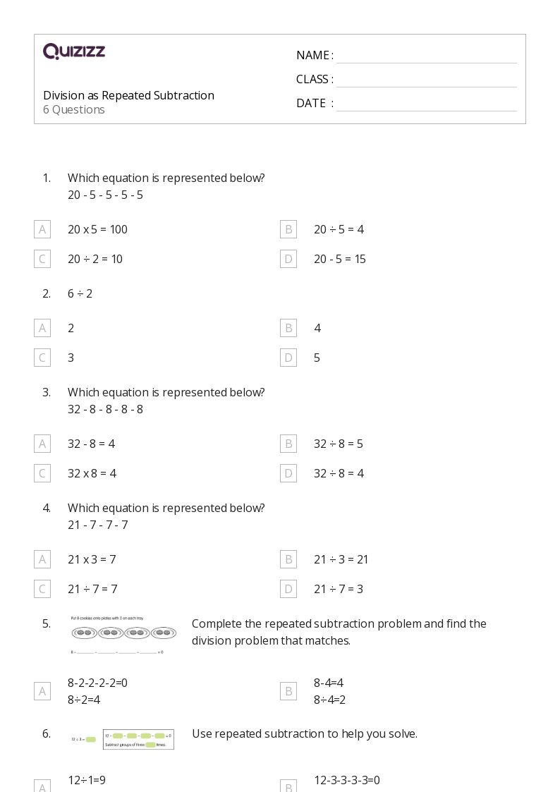 50+ Repeated Subtraction worksheets for 5th Year on Quizizz | Free ...