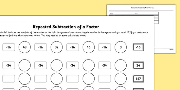 Repeated Subtraction Worksheets (teacher made) - Twinkl