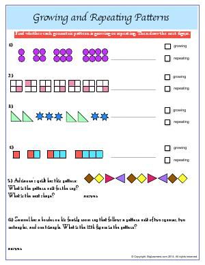 Worksheet | Growing and Repeating Patterns | Students will ...