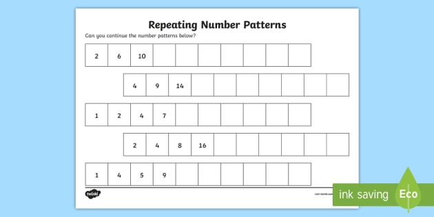 Repeating Number Patterns KS1 Worksheet - Primary Resources