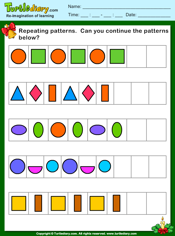 Christmas Repeating Patterns | Turtle Diary Worksheet