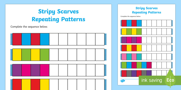 Stripy Scarves Repeating Patterns Worksheet / Worksheet