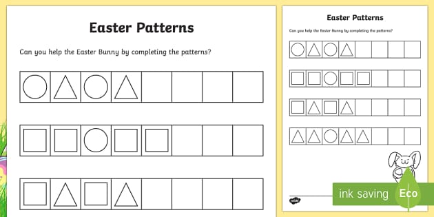 Easter Repeating Patterns Worksheet / Worksheet - Twinkl