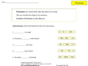 Pronouns Replace Nouns Worksheet for 3rd Grade | Lesson Planet