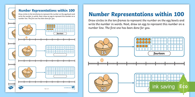 Representing Numbers within 100 Worksheet (teacher made)