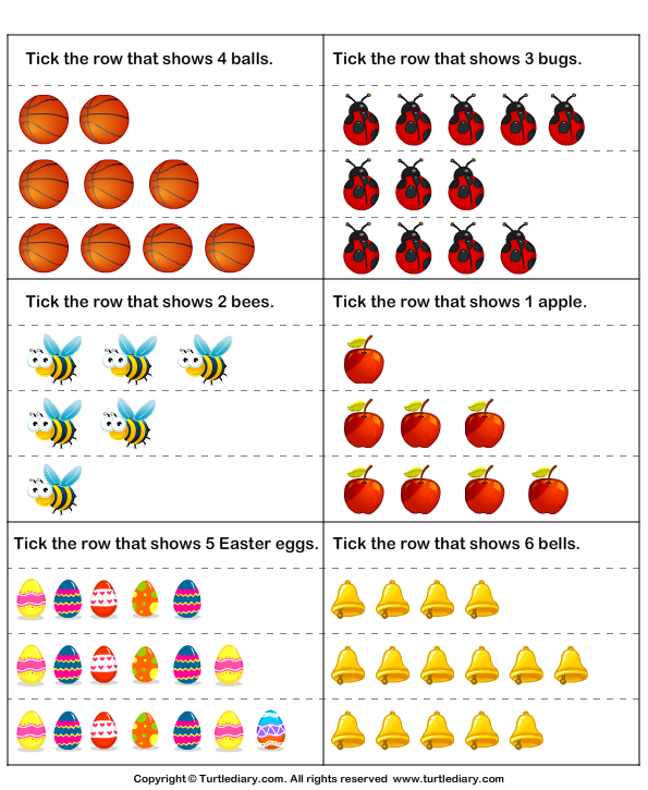 Represent Numbers with Pictures | Turtle Diary Worksheet