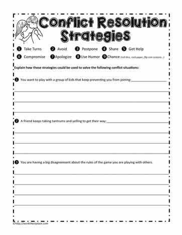 Conflict Resolution Worksheet Worksheets