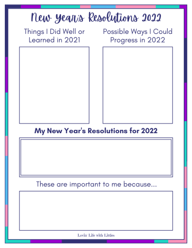Free New Years Resolution Printable 2022 • Lovin Life with Littles