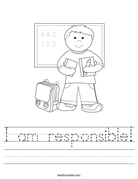 I am responsible Worksheet - Twisty Noodle