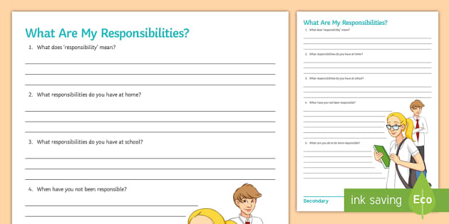 responsibility worksheet