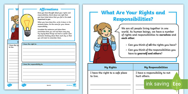 Rights and Responsibilities Worksheet | Download and Use Now