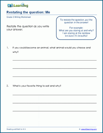 Restating the question worksheet | Worsheets library