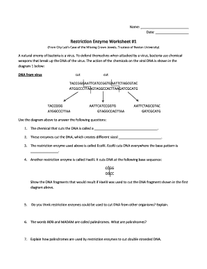 Restriction Enzyme Worksheet Answer Key Fill and Sign Printable