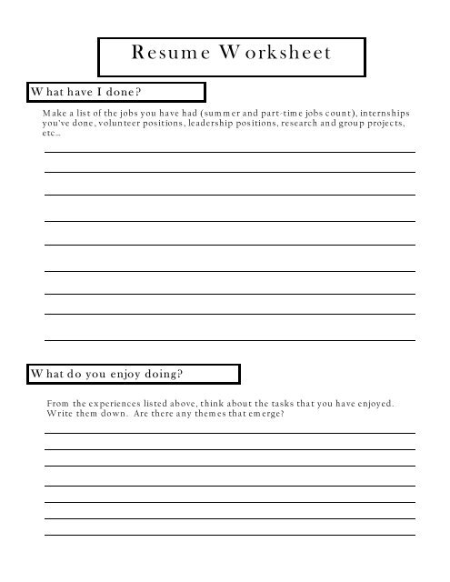 RESUME WORKSHEET Worksheets Library - Resume Writing Worksheet 3 